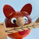 Tire-bouchon chat en bois vintage