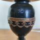 Napoleon III oil lamp electrified, black metal, golden garland.