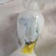 Vintage white opaline vase with marbled decoration – 1970s/1980s