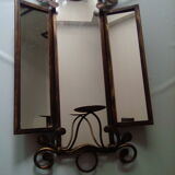 Triptych mirror with candle holder