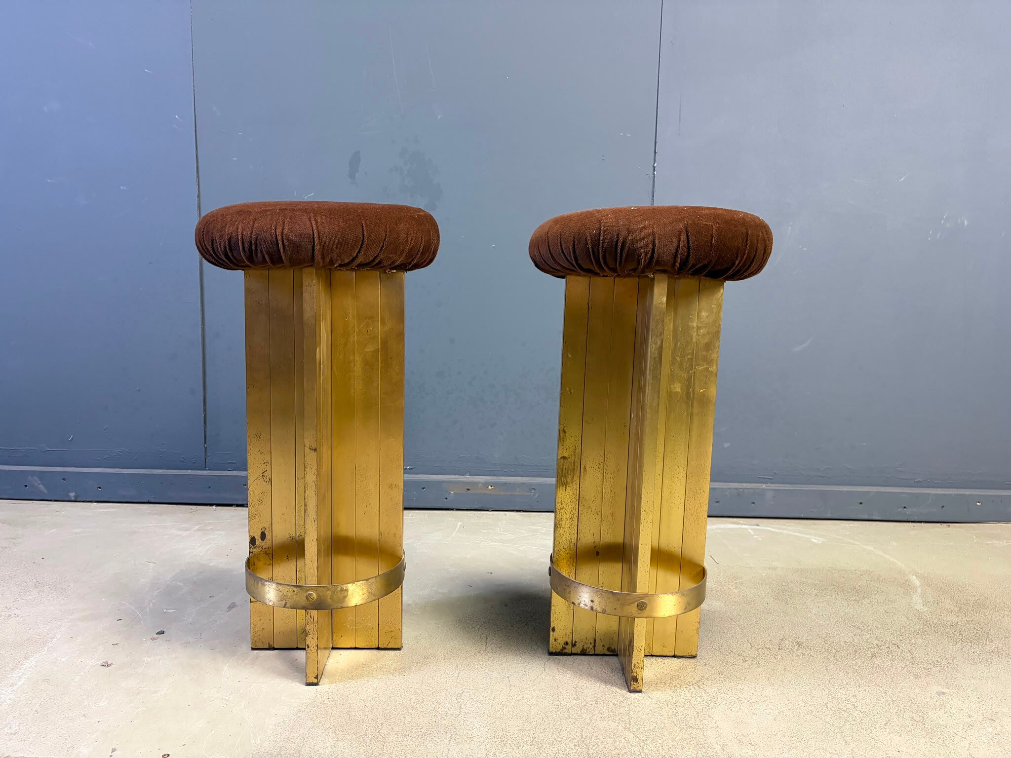 Vintage Italian brass bar stools, 1970s