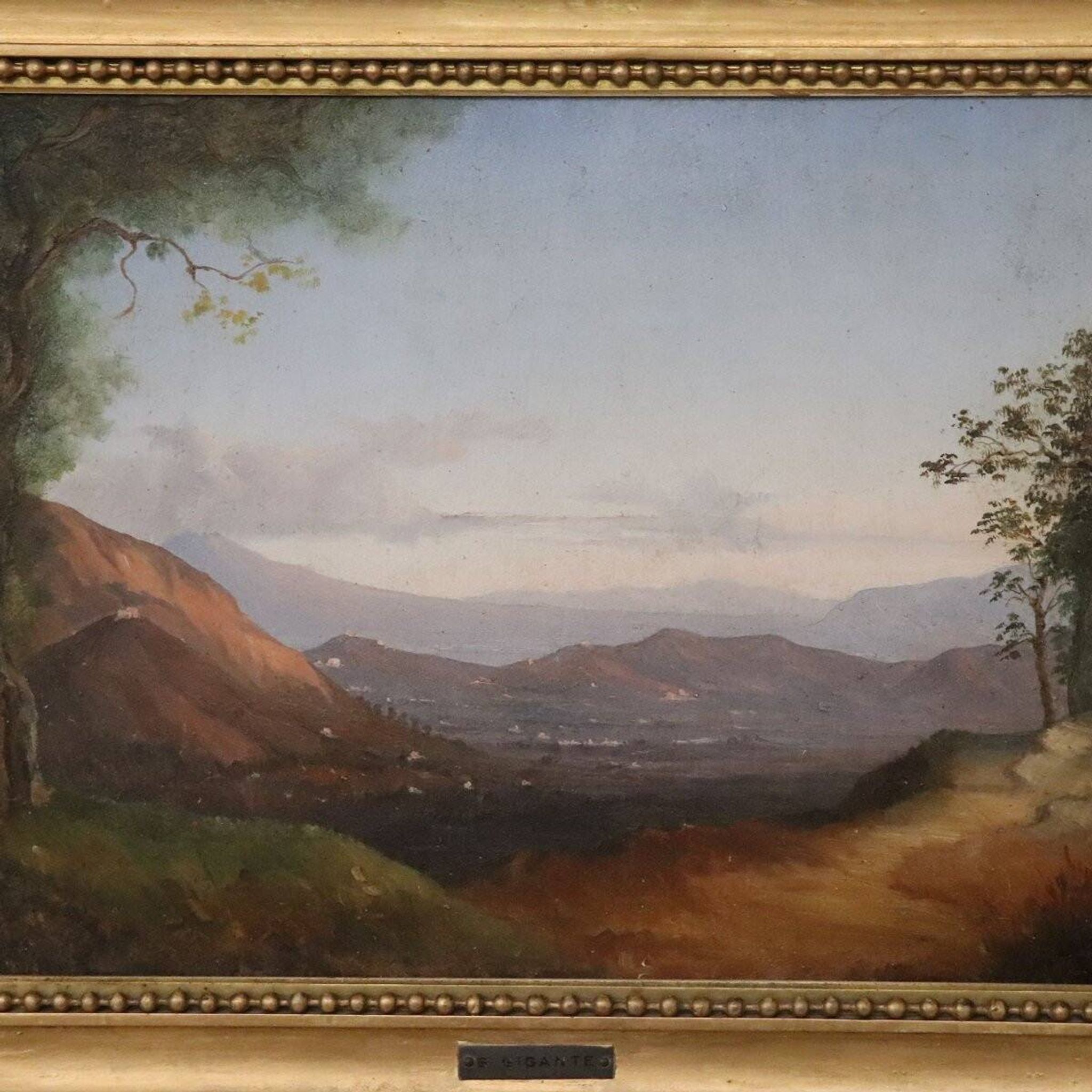 Panoramic view of Naples, oil painting on canvas, Italy 19th century
