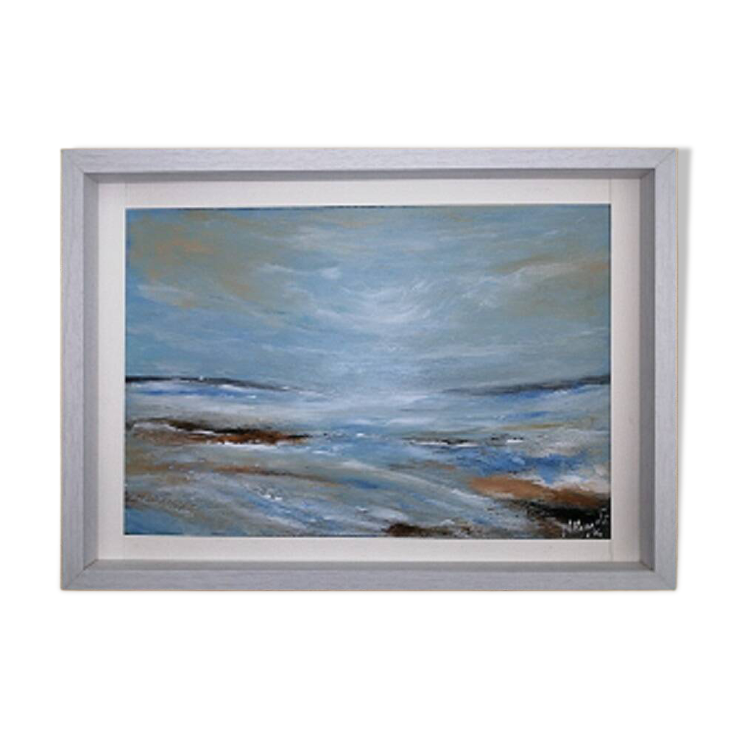 Abstract marine landscape painting, original signed and delivered with its certificate.