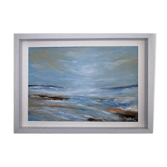 Abstract marine landscape painting, original signed and delivered with its certificate.