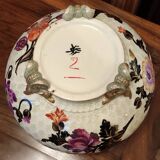 Old large Lunéville flower pot with Japanese floral decor