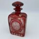 Tchecoslovakia 1930 crystal carafe engraved with ruby red grinder