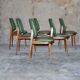 Set of 6 vintage dining room chairs in green skai