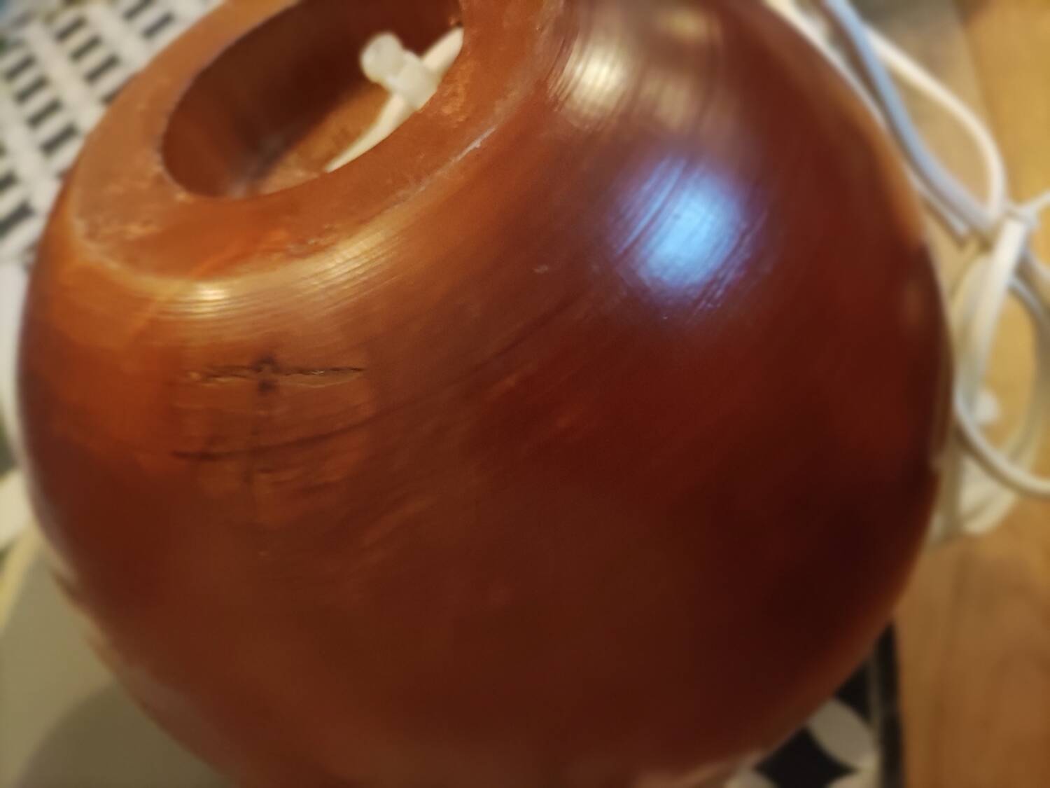 Wooden ball lamp base made in Italy