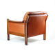 Fauteuil mid century en cuir de cognac et bois de rose massif, 1970s