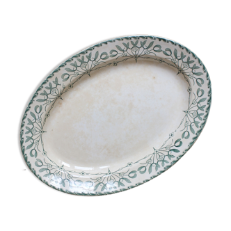 Oval dish in iron earth mistletoe decoration imported from Belgium, Grand Dépôt of Emile Bourgeois (37x26.8 cm)