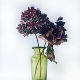 Blown and bubbled glass vase