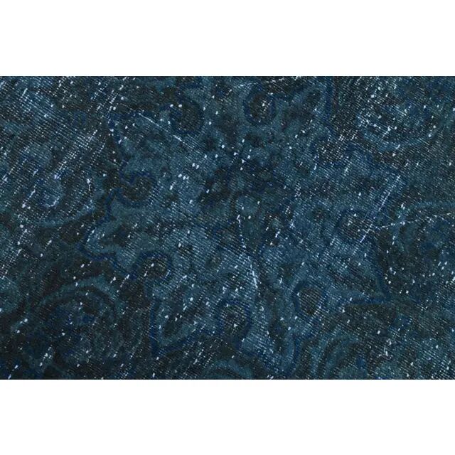 1970s Vintage Persian Handmade Wool Cotton Blue Area Rug 277x360