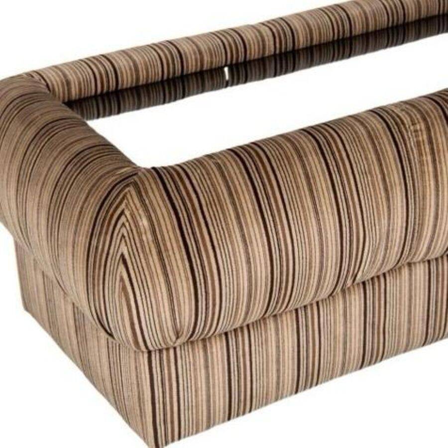 1970s vintage coffee table with velvet frame and glass top