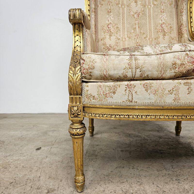 Pair of Louis 16 gilded wing chairs