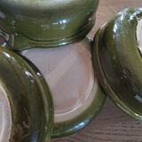 4 small pans, glazed earthenware casseroles