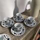 6 Vintage 90s Black and White Coffee Cups Geometric Patterns
