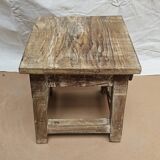 Small teak stool with 1 drawer
