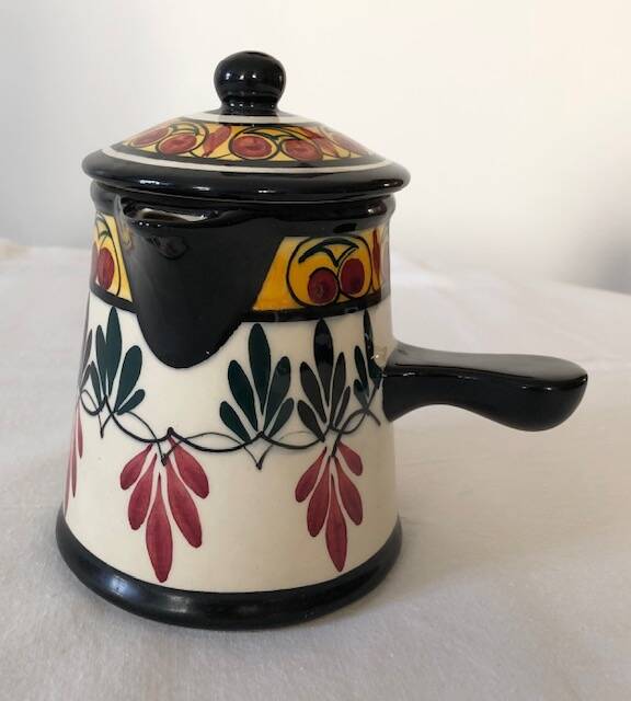 St Jean decorated earthenware teapot signed handmade decor