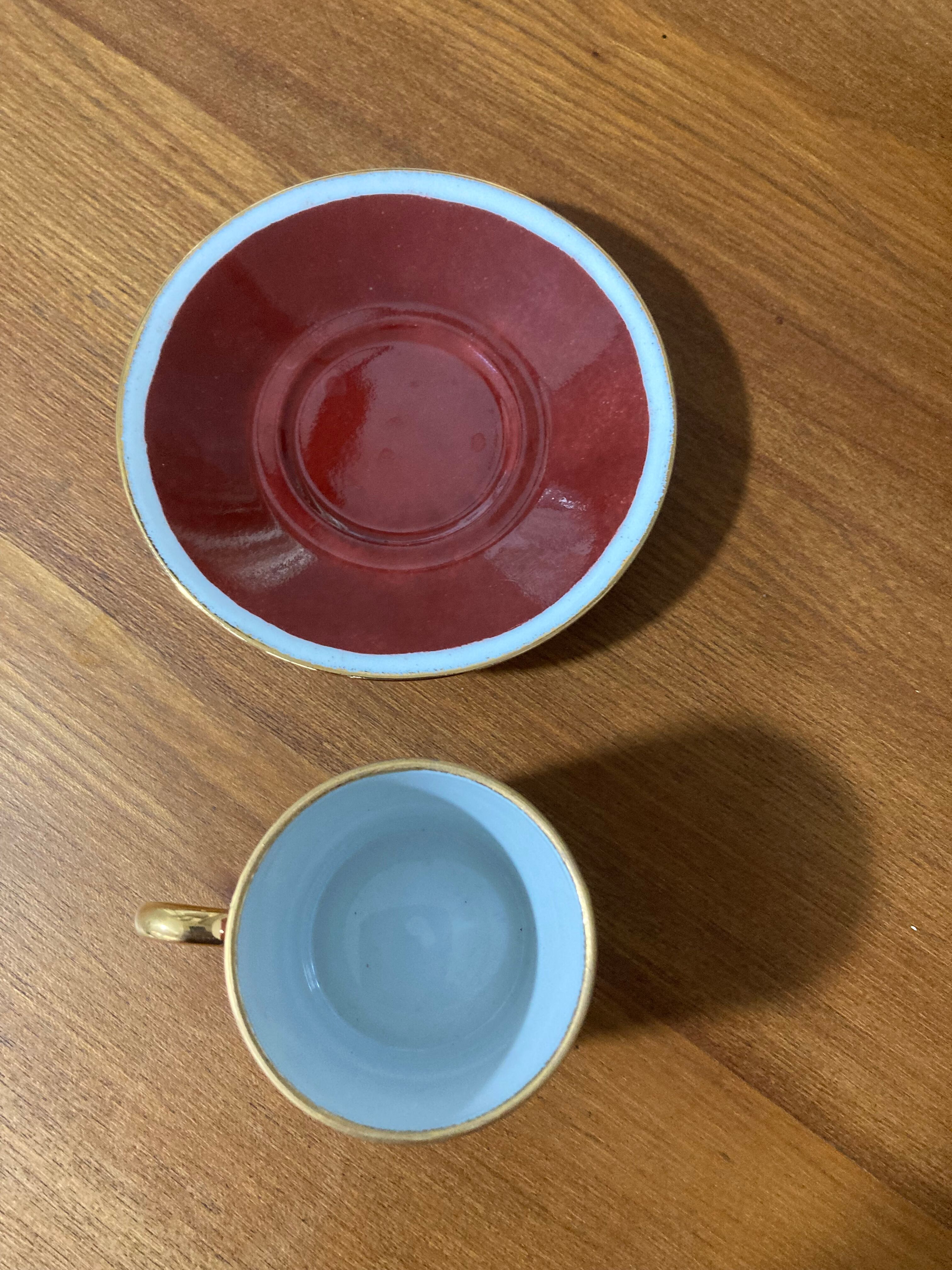 Hand-painted Limoges porcelain cup and saucer signed R. Blier