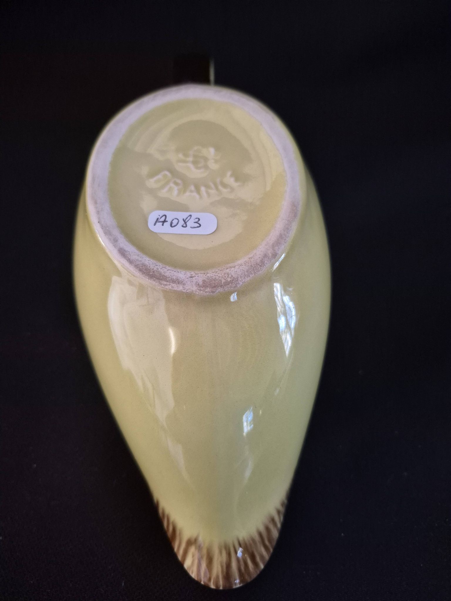 Saucière en faïence de Saint Clément Jaune et marron A083