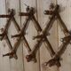 Old turned wooden wall coat rack