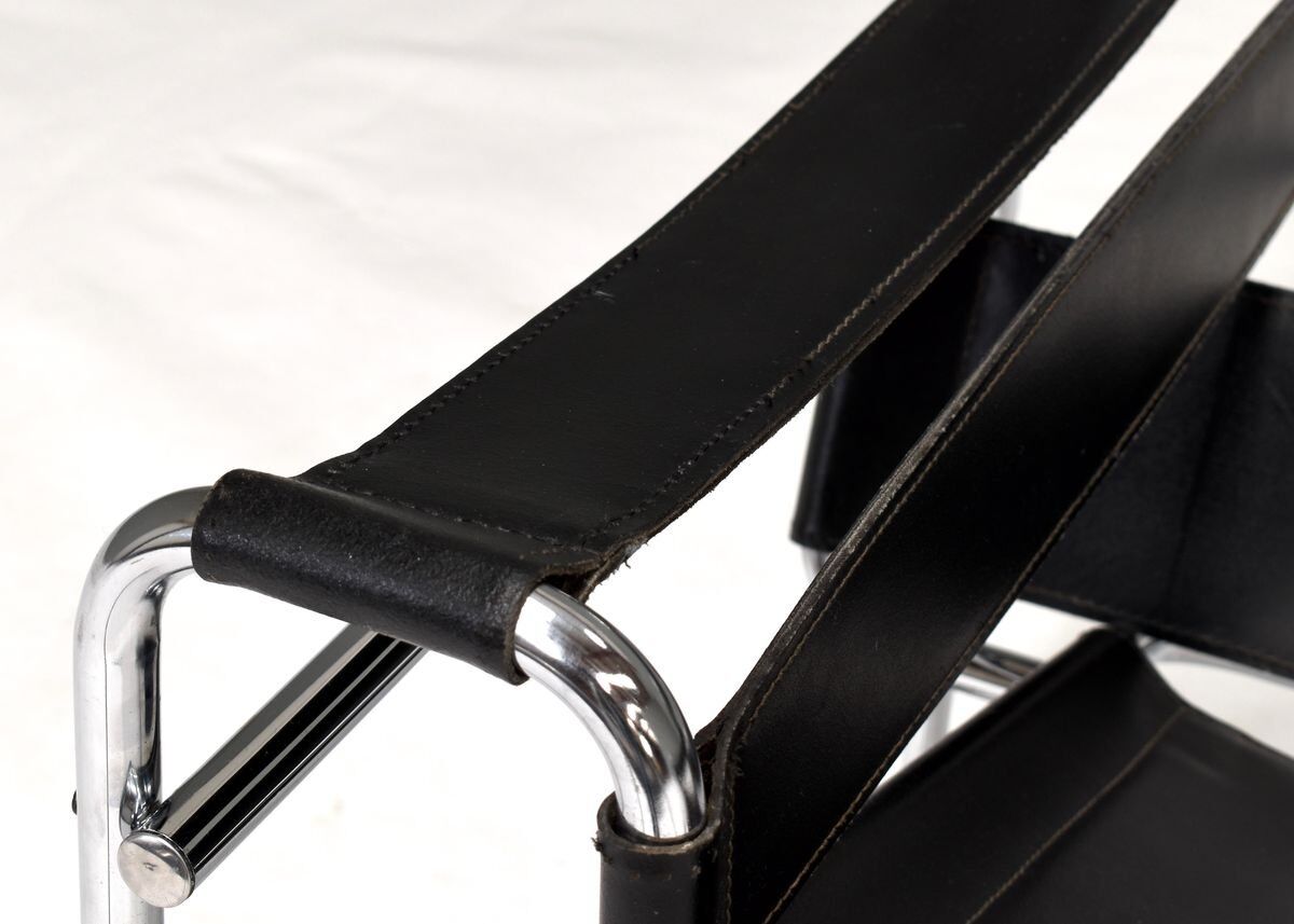 Wassily chair by Marcel Breuer in black leather 1970