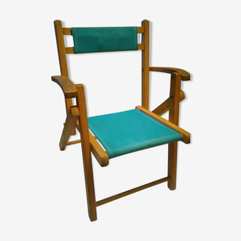 Folding armchair wood and children's fabric