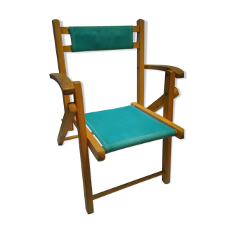 Folding armchair wood and children's fabric