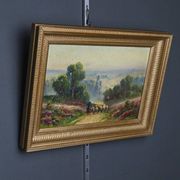 Painting "Shepherdess and her Flock", oil on panel signed G. Corbier – early 20th century