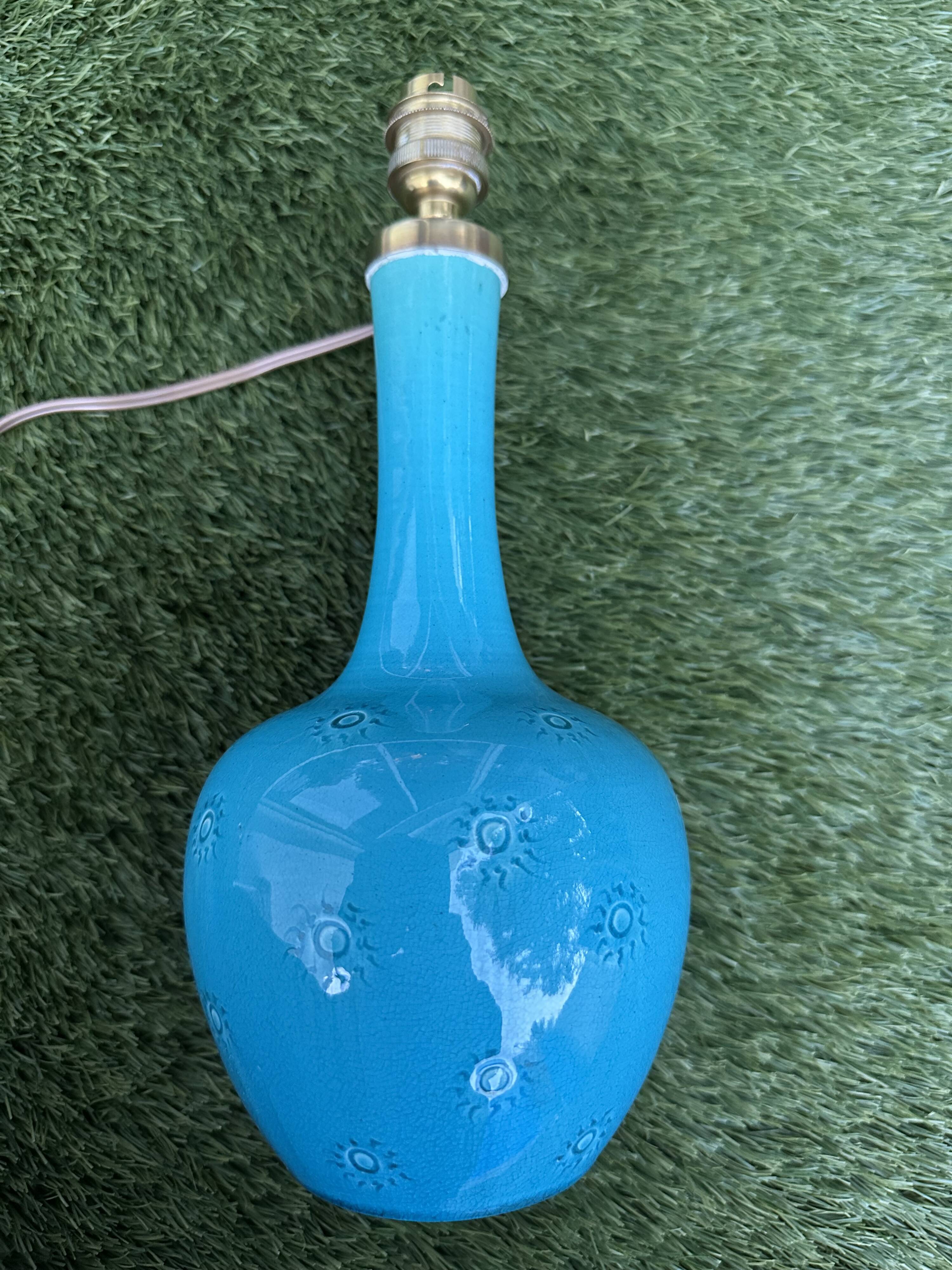 English ceramic lamp base Burmantofts Pottery England, 1880