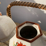 Japanese teapot 80s with flower and bamboo decoration