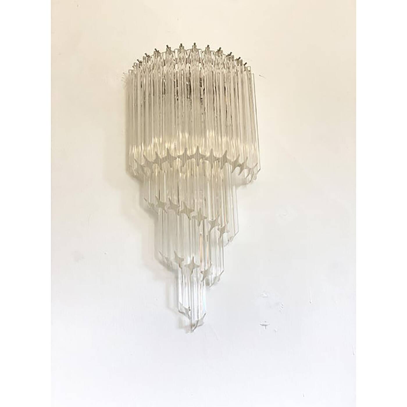 Set of Two Venetian "Quadriedro" Twist Murano Glass Wall Sconces