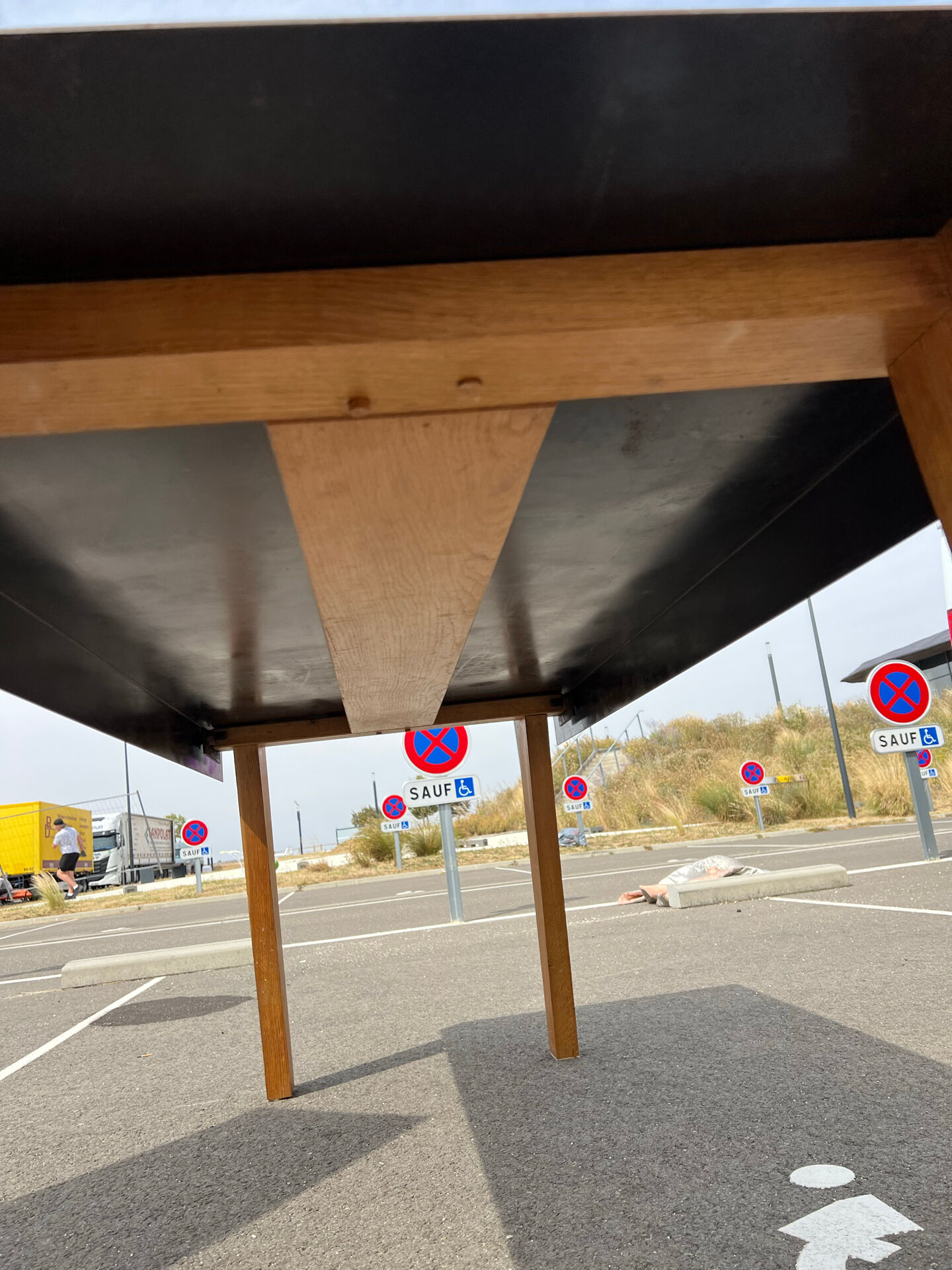 Grande table industrielle années 50 acier et bois 200cm