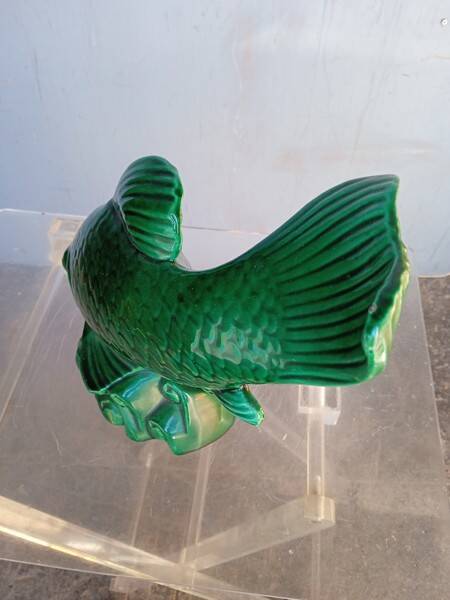Saint Clement fish in green vintage ceramic