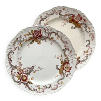 2 assiettes plates terre de fer polychrome "Wentworth" Emile Bourgeois