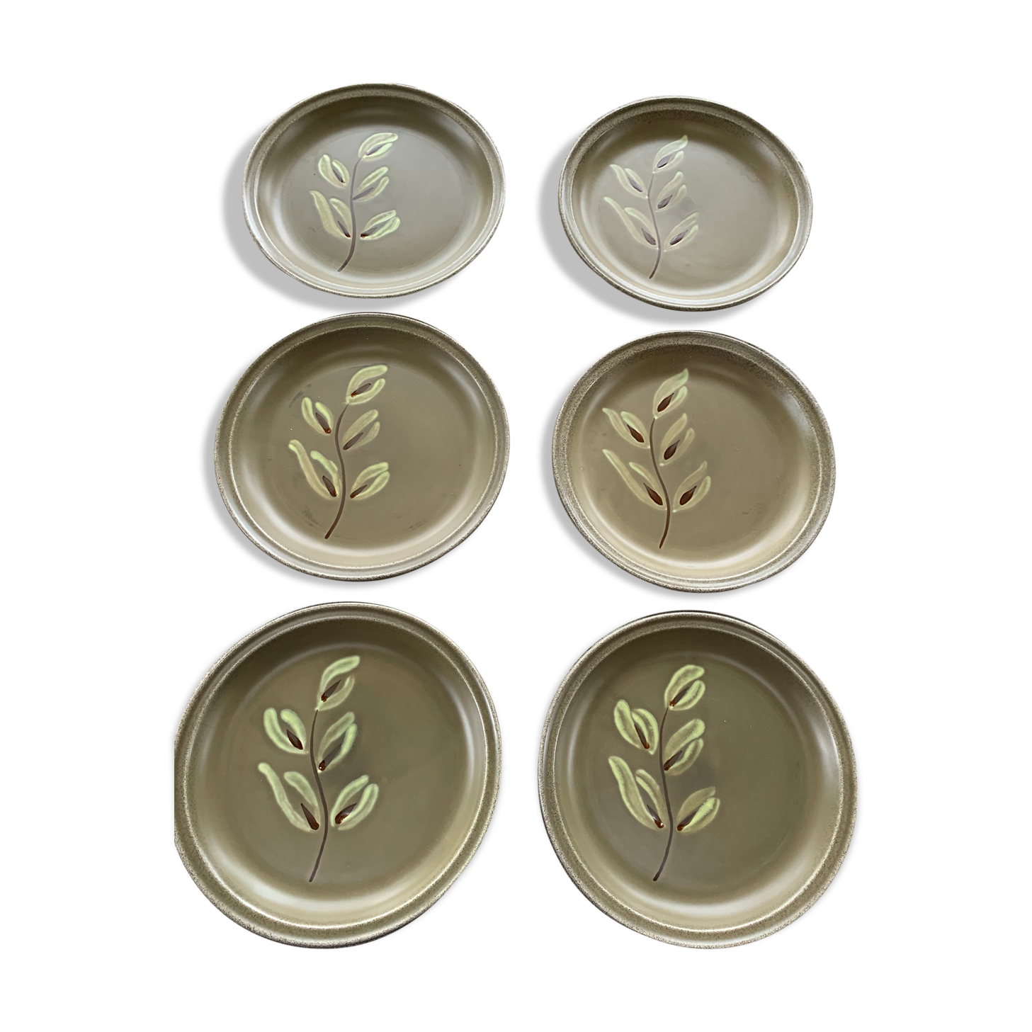 6 hand-painted plates, vintage revernay workshop