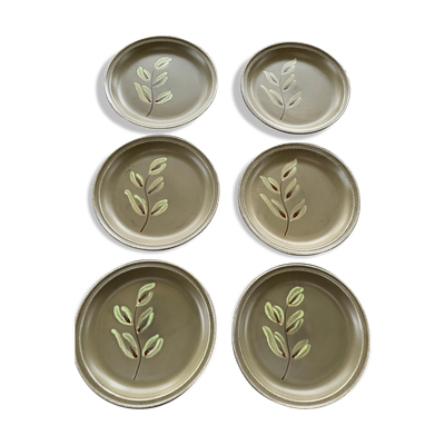 6 assiettes peintes à la main, atelier du revernay vintage