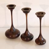 Set of vintage wooden candle holders