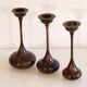Set of vintage wooden candle holders