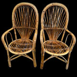 Set en rotin fauteuil et chaise Provençale des années 60