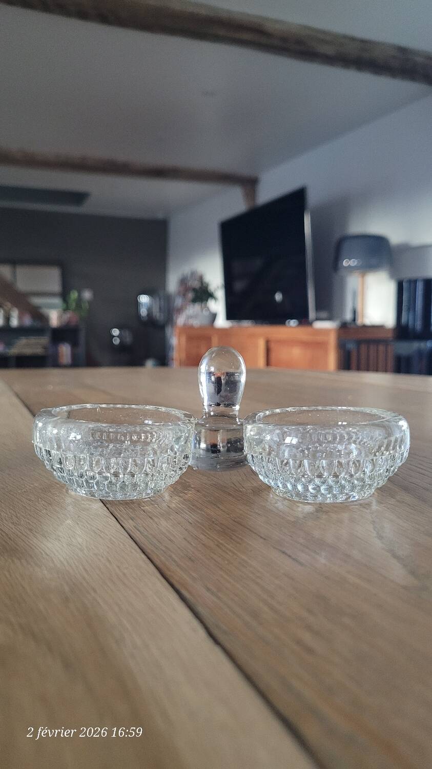 Thick glass salt and pepper shakers