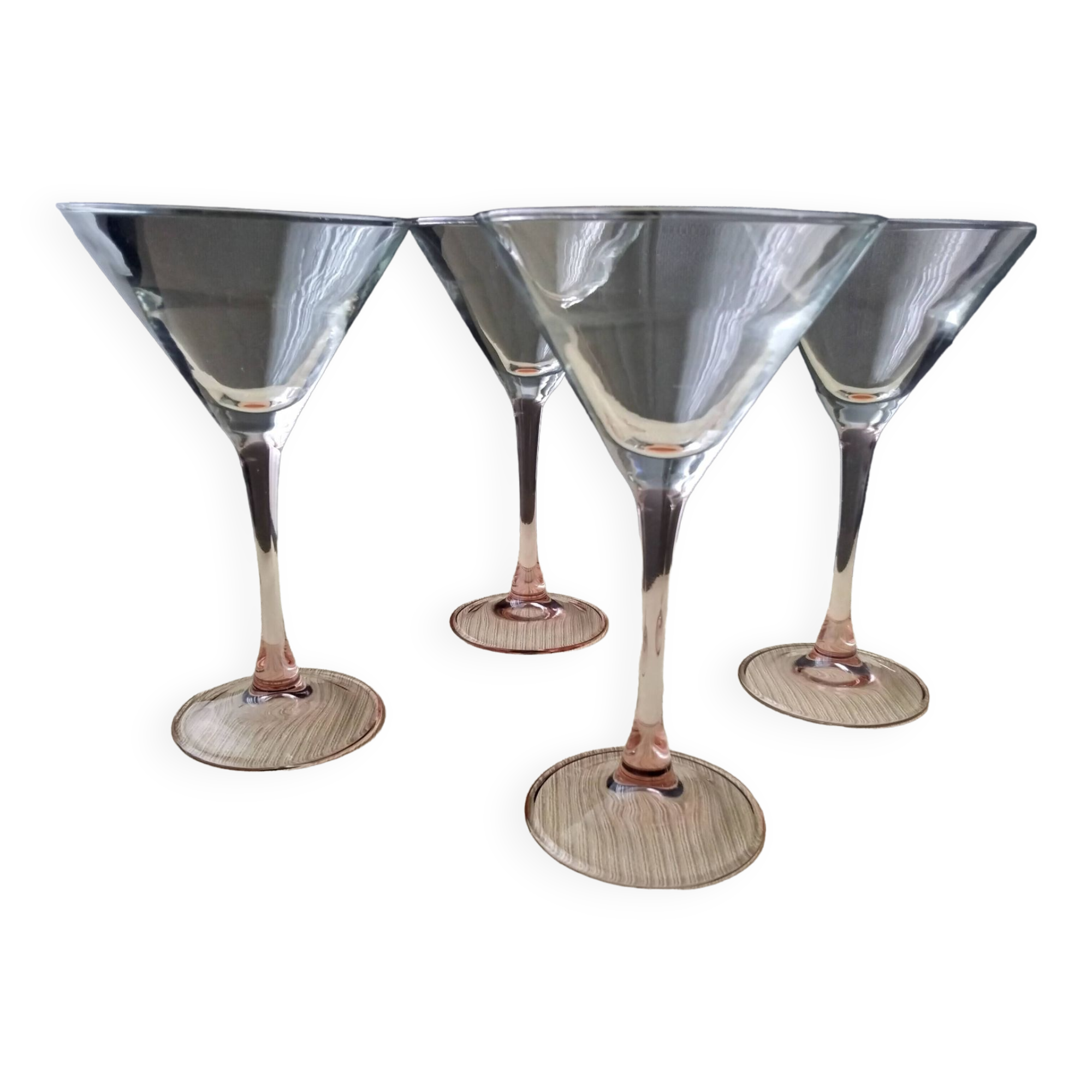4 luminarc cocktail glasses pink foot