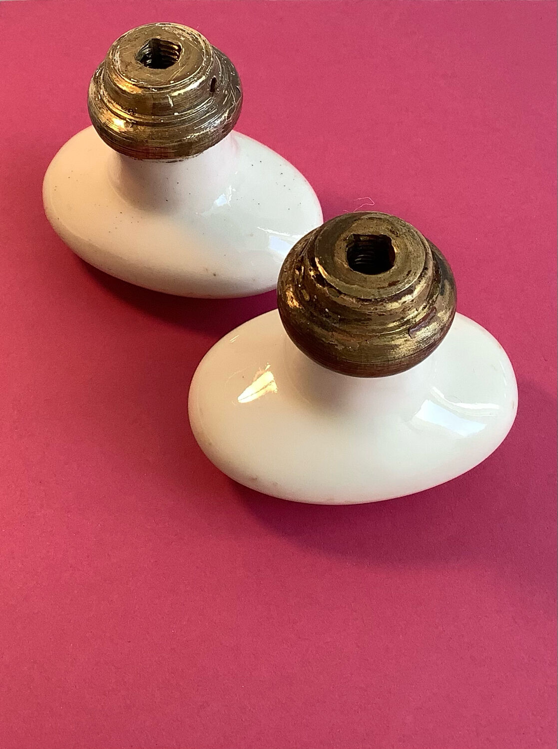 Vintage white porcelain door handles