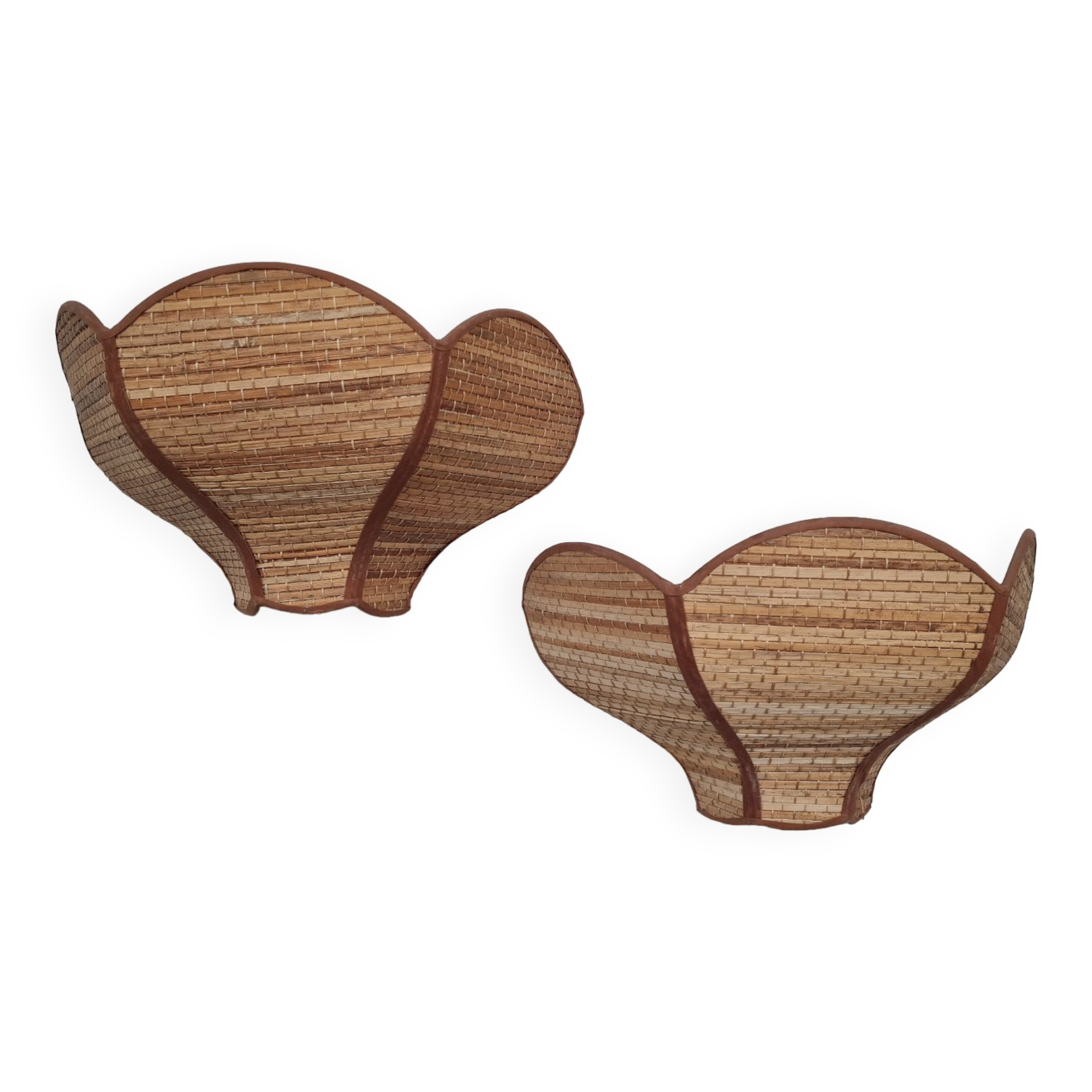 Pair of rattan lotus wall lights