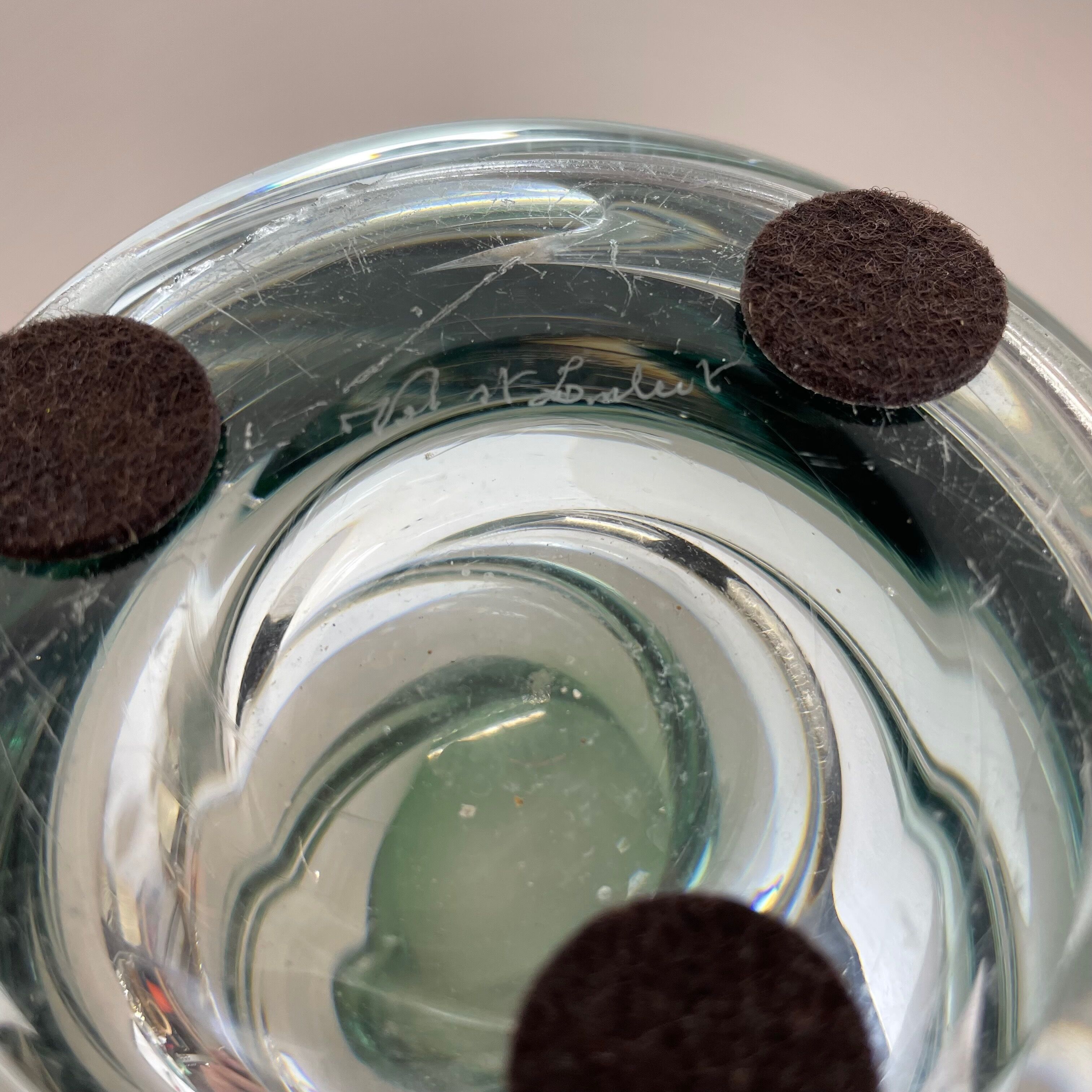 Heavy 5,1kg Crystal "Wave" Glass Vase Object by Val Saint Lambert, Belgium 1960s