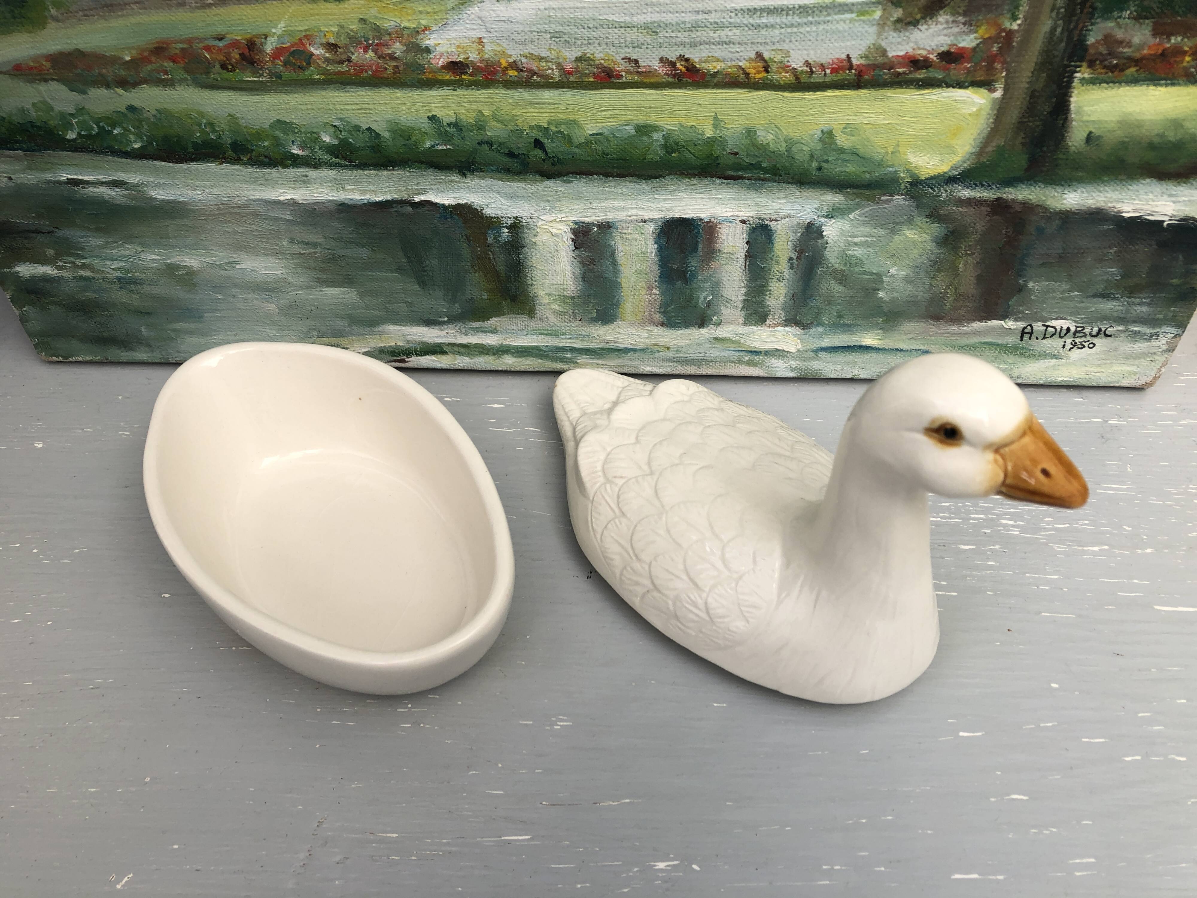 Vintage Earthenware Terrine Michel Caugant Goose France