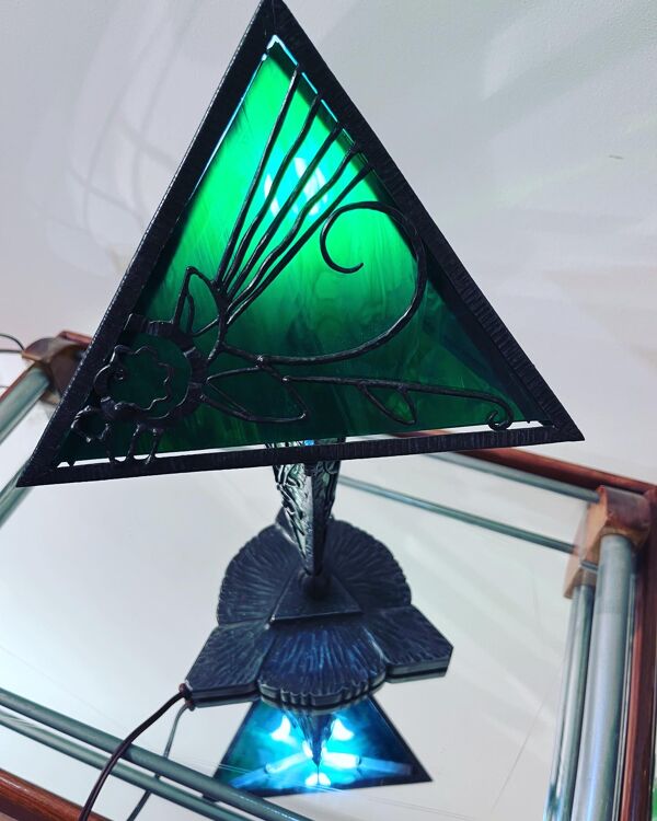 Lampe à poser en vitraux