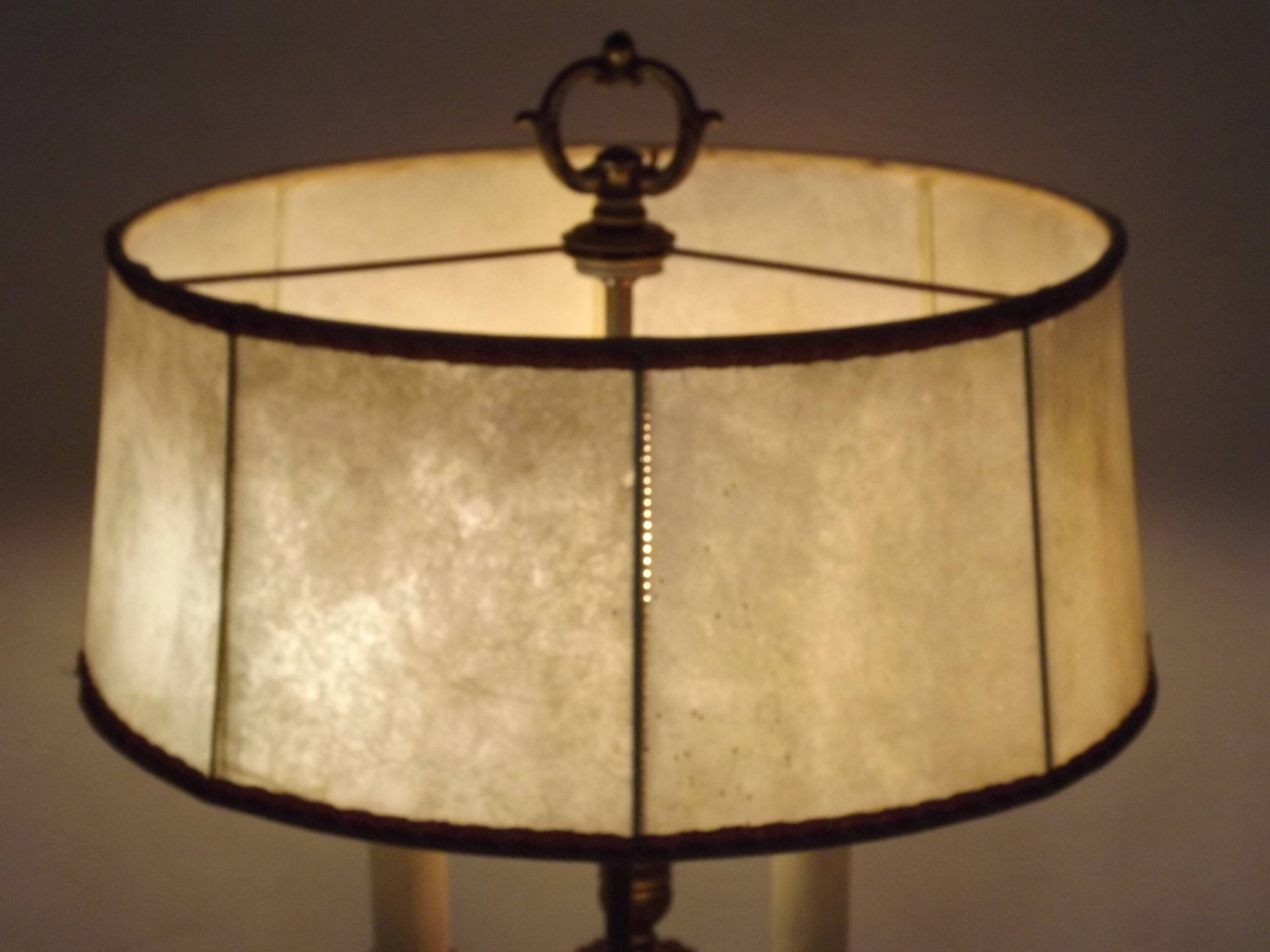 French Empire Style 3 Light Boulotte Table Lamp with Lion Feet and Shade