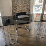 Large “Wire” Executive Desk by Terrence Conran - chrome and smoked glass - modular into a Coffee Table