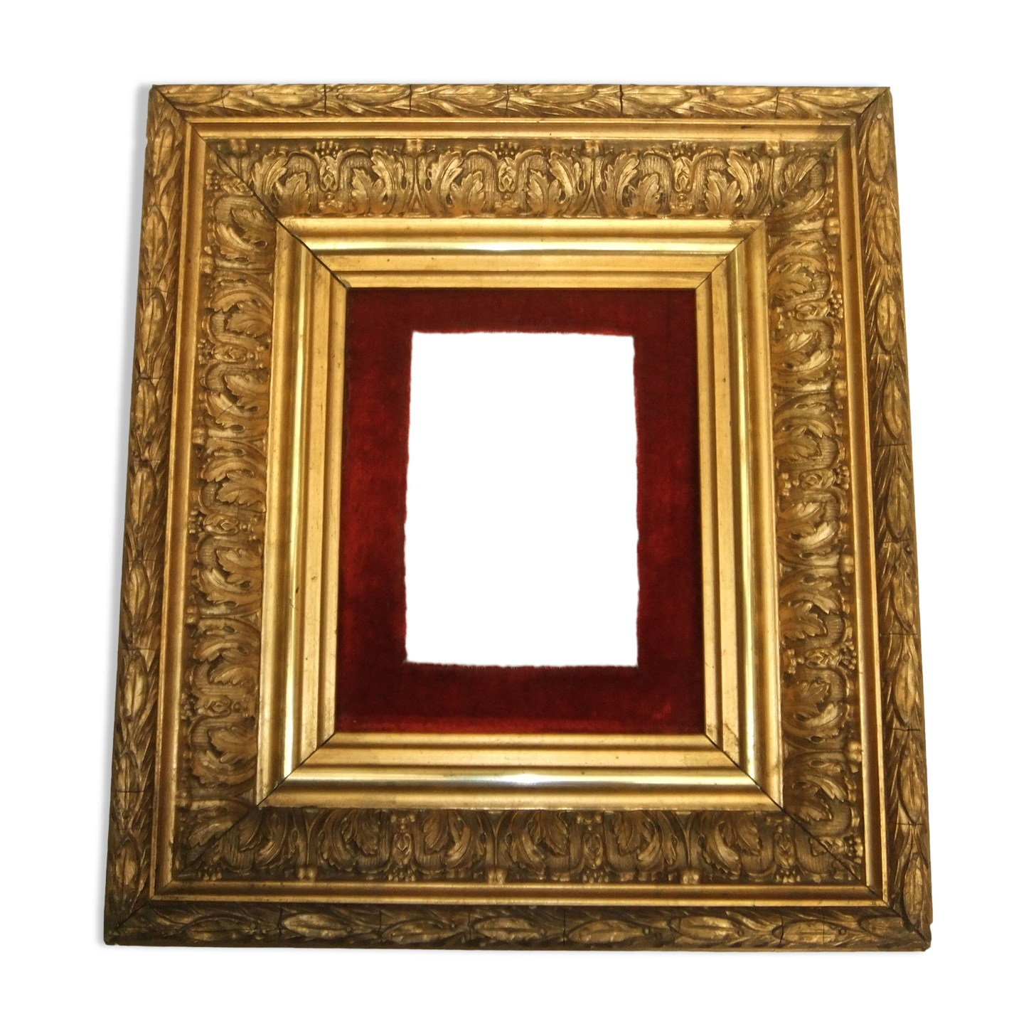 Frame XIX gilded stucco wood decoration acanthus leaves painting painting